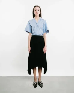 Wool Canvas Pleated Skirt