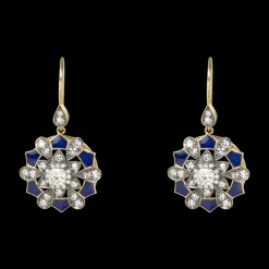 Yellow Gold Drop Flower Earrings