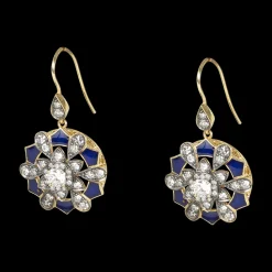 Yellow Gold Drop Flower Earrings