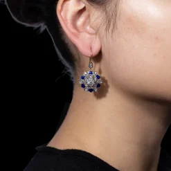 Yellow Gold Drop Flower Earrings
