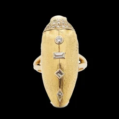 Yellow Gold Scarab Pop Art Diamond Ring